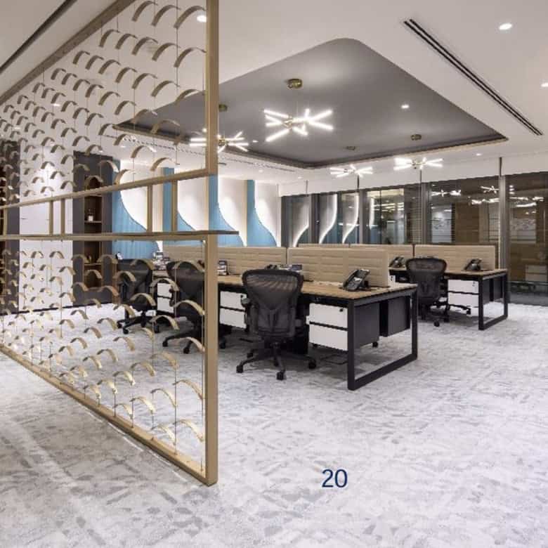 Bright, stylish shared workspace with comfortable desks and chairs in Dubai.