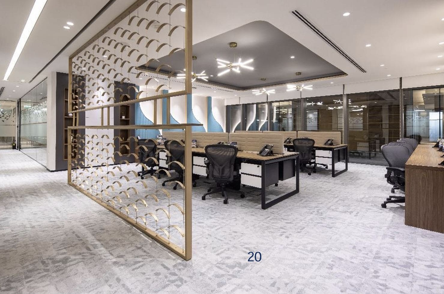 Bright, stylish shared workspace with comfortable desks and chairs in Dubai.