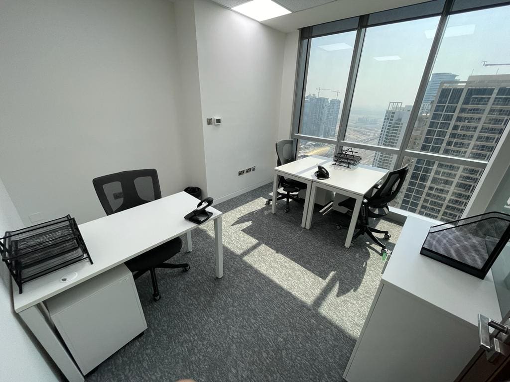 Modern coworking space in Dubai, UAE with private offices and meeting rooms. Flexible workspace solutions for professionals.