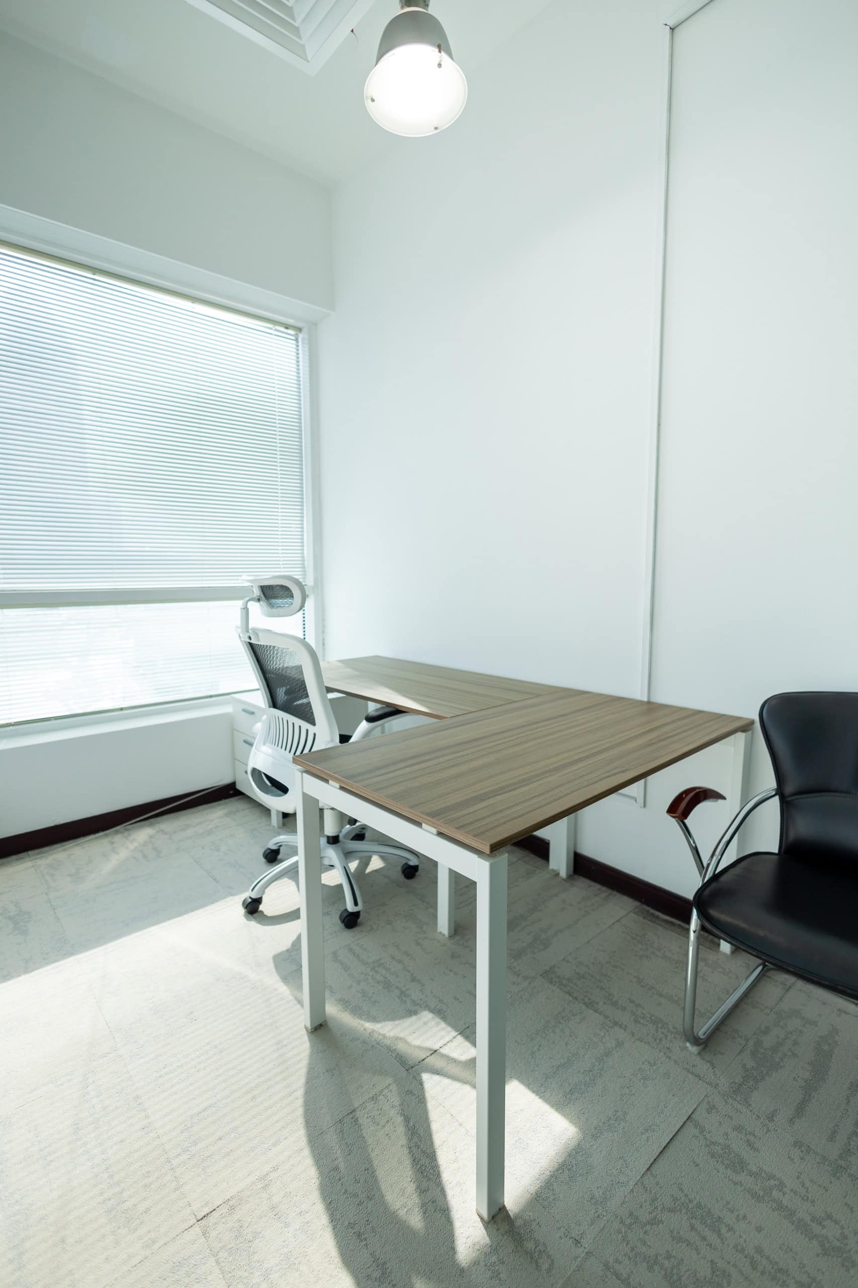 Affordable workspace with ergonomic furniture and natural light.