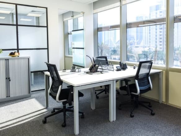 Modern coworking office in Dubai, UAE.