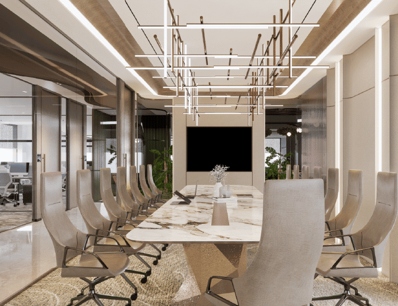 Elegant conference room with contemporary design and high-end furnishings in UAE.