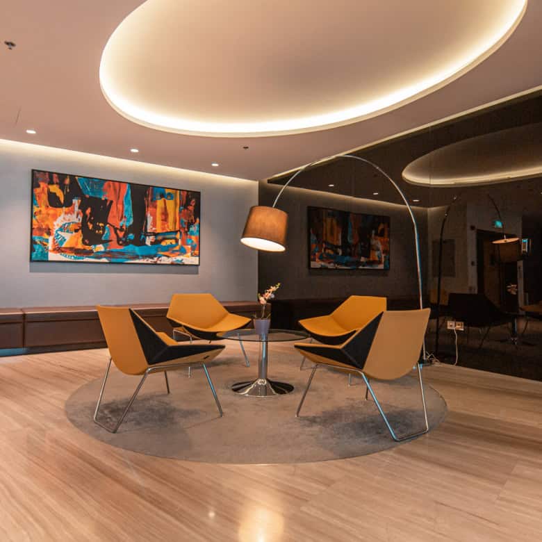 Comfortable coworking space at Nextspace UAE featuring contemporary furniture and creative decor.