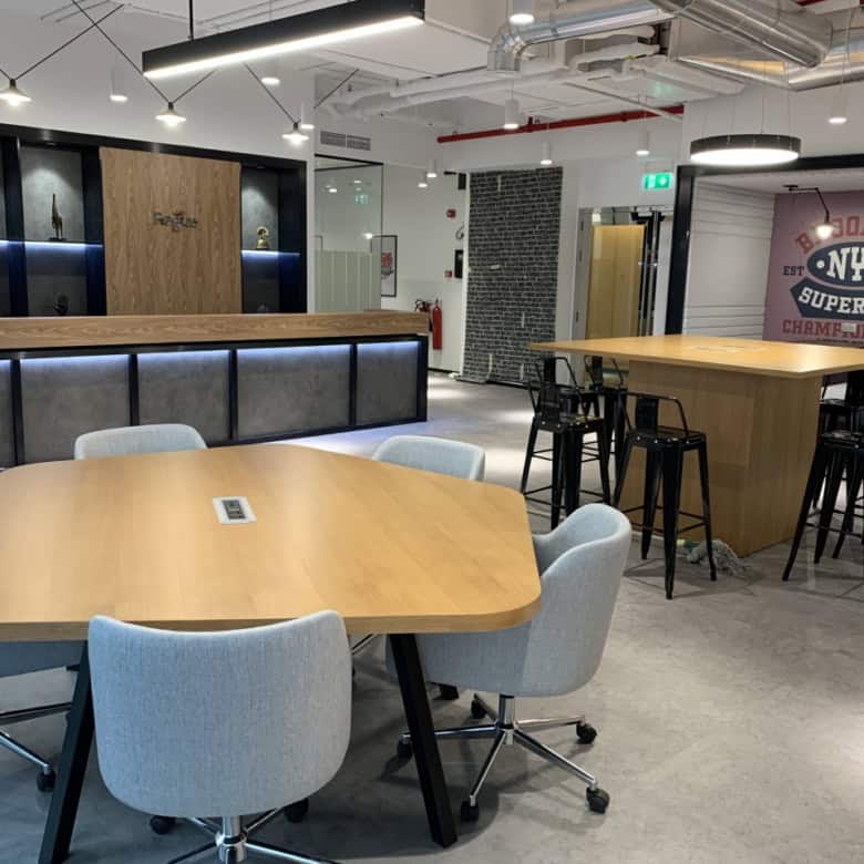 Stylish coworking office in Dubai featuring modern furniture and open workspaces for productivity.
