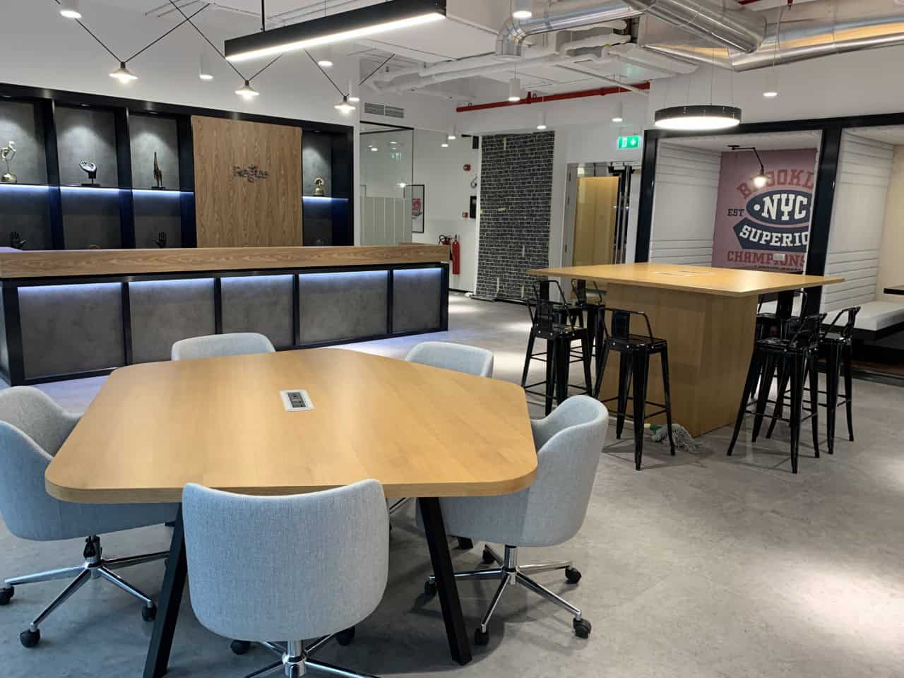Stylish coworking office in Dubai featuring modern furniture and open workspaces for productivity.