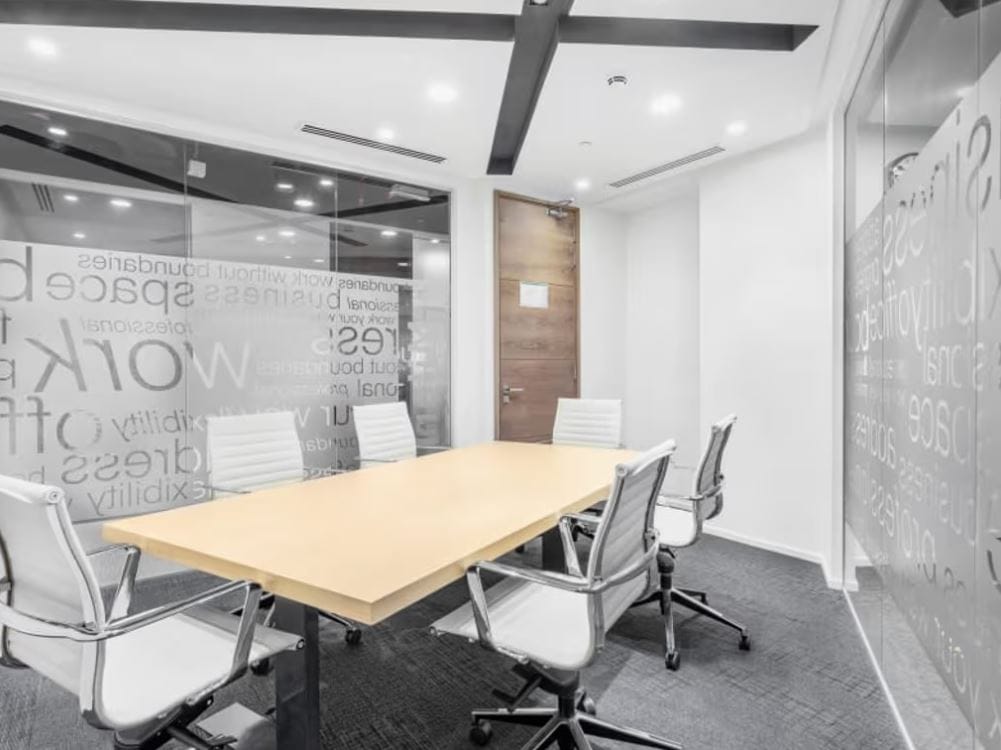Modern coworking office space in Dubai UAE with private meeting rooms and high-speed internet.