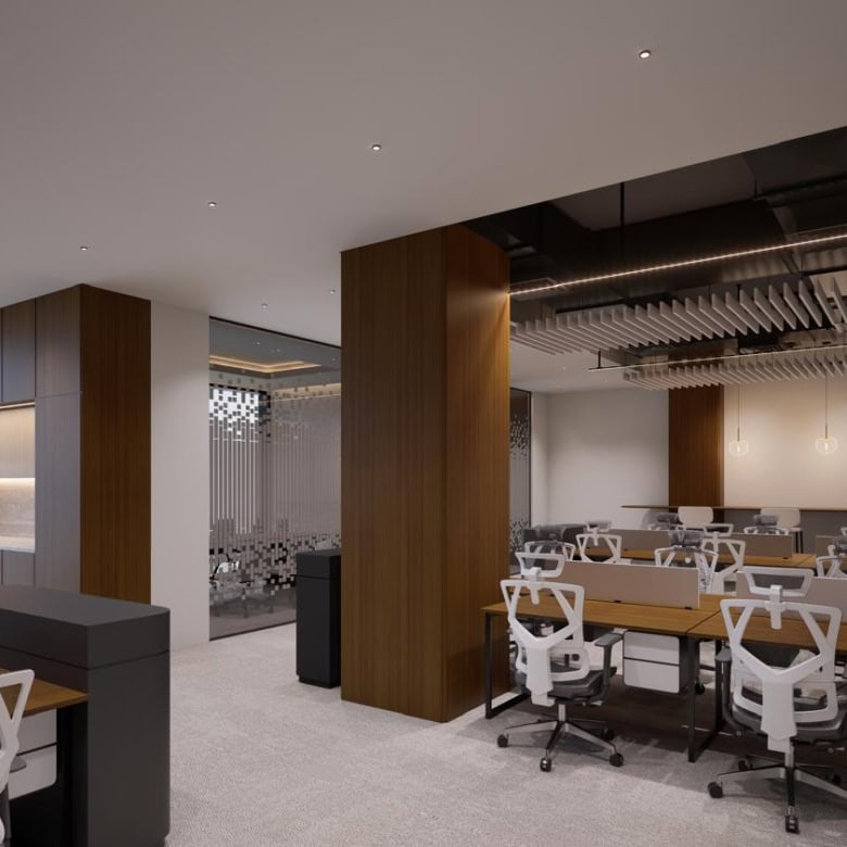 Luxurious office interior at Nextspace UAE featuring contemporary design and ergonomic chairs.