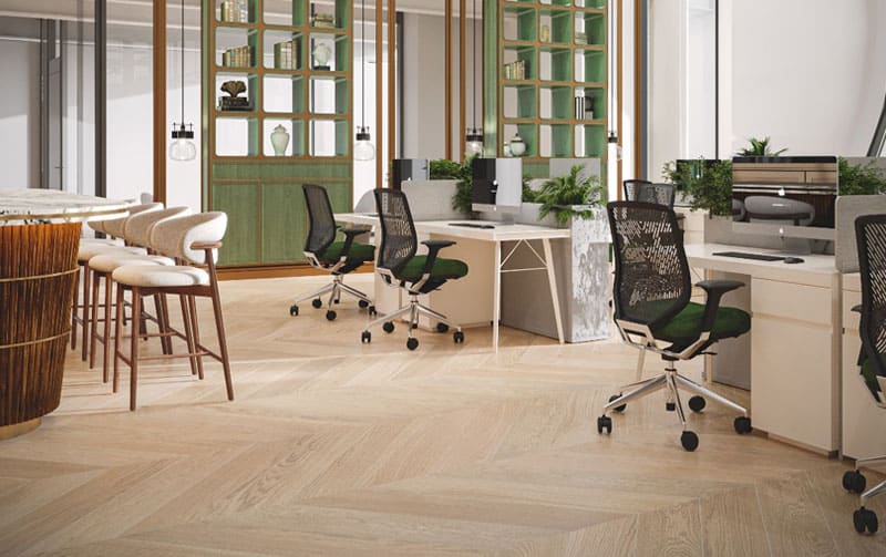 Cozy coworking space in UAE. Modern coworking office with desks and ergonomic chairs at Nextspace UAE.