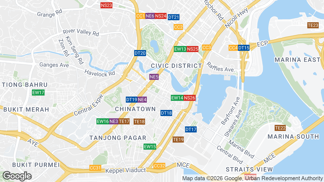 Map showing where 1 George Street, Clarke Quay, Singapore is