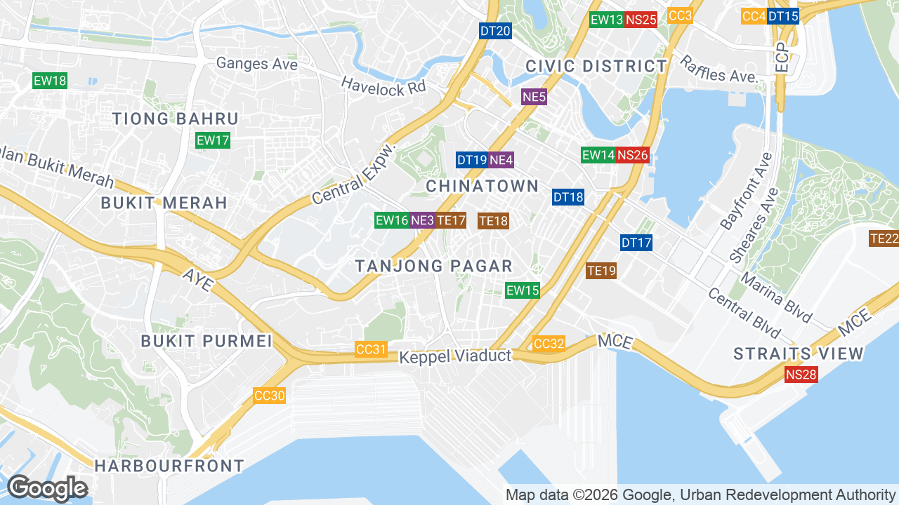 Map showing where 1 Keong Saik Road, Chinatown, Singapore is