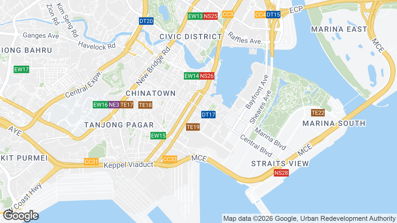 Map showing where IOI Central Boulevard Towers, Raffles Place, Singapore is