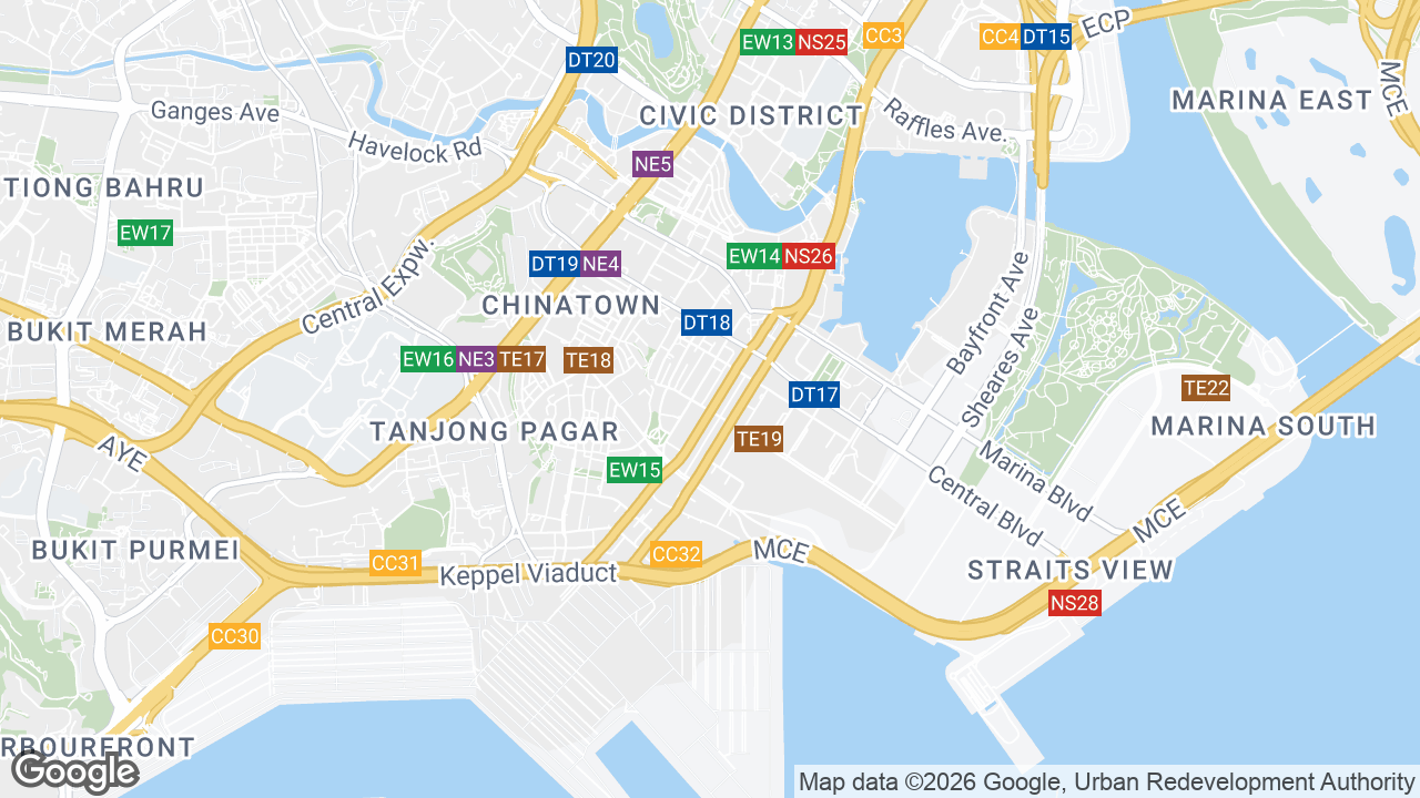 Map showing where 108 Robinson Road, Telok Ayer, Singapore is