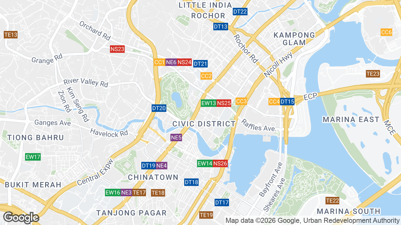 Map showing where 109 North Bridge, City Hall, Singapore is
