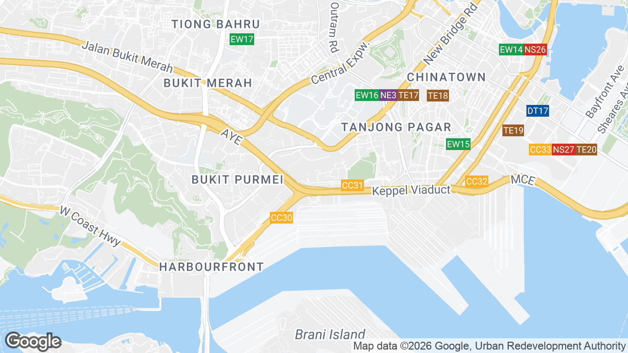 Map showing where 10Raeburn Park, Harbourfront, Singapore is