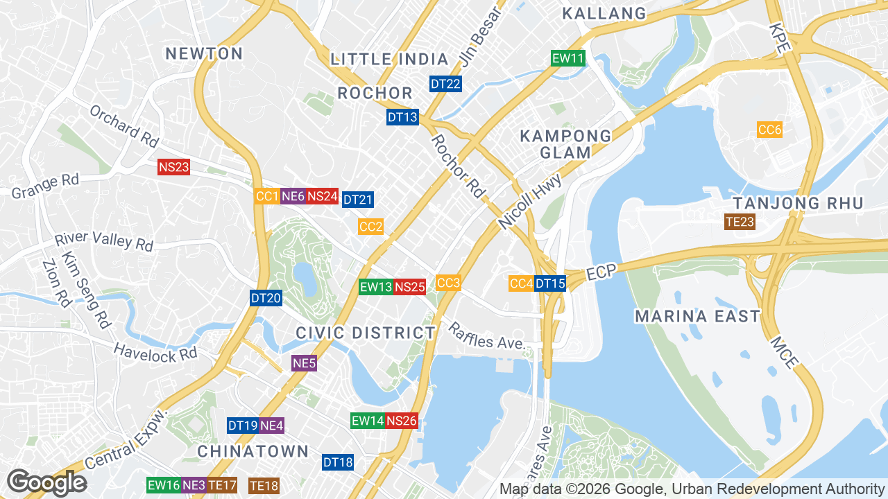Map showing where 11 Beach Road, Bugis, Singapore is