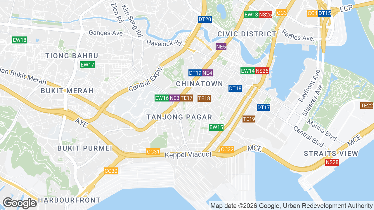 Map showing where 12B Keong Saik, Chinatown, Singapore is