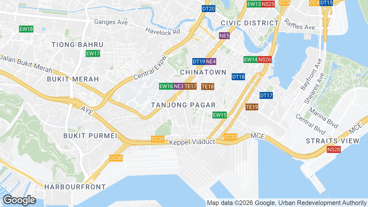 Map showing where 150 Neil Road, Chinatown, Singapore is