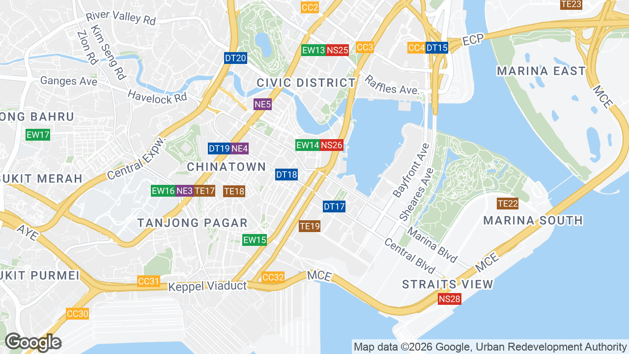 Map showing where 18 Robinson Road, Raffles Place, Singapore is