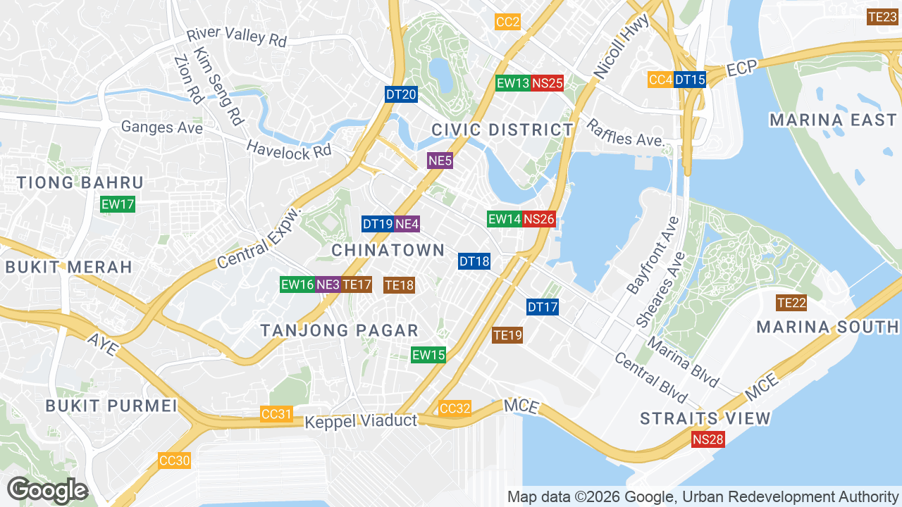 Map showing where 1 Club St, Chinatown, Singapore is