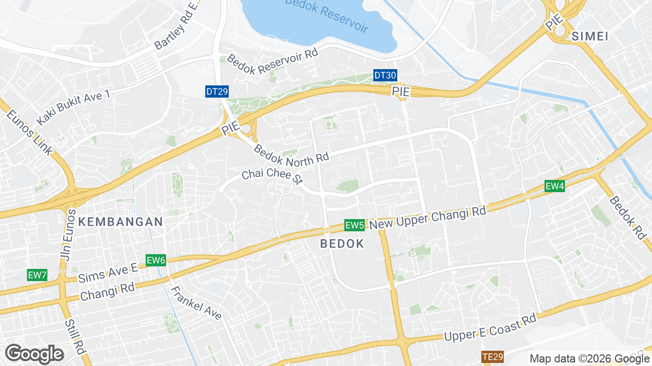 Map showing where 200 Bedok North, Tampines, Singapore is