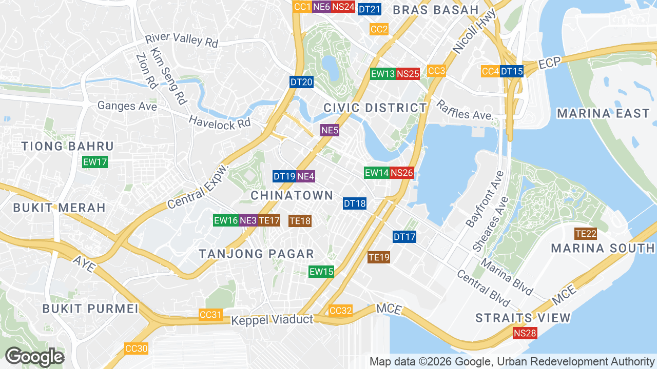 Map showing where 22 Cross Street Chinatown, Chinatown, Singapore is