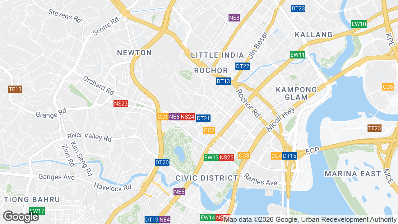 Map showing where 30 Prinsep Street, Bugis, Singapore is
