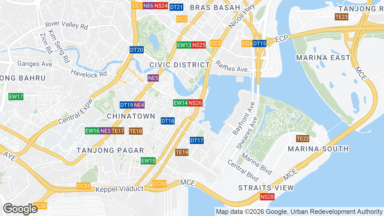 Map showing where 30, Raffles Place, Singapore is