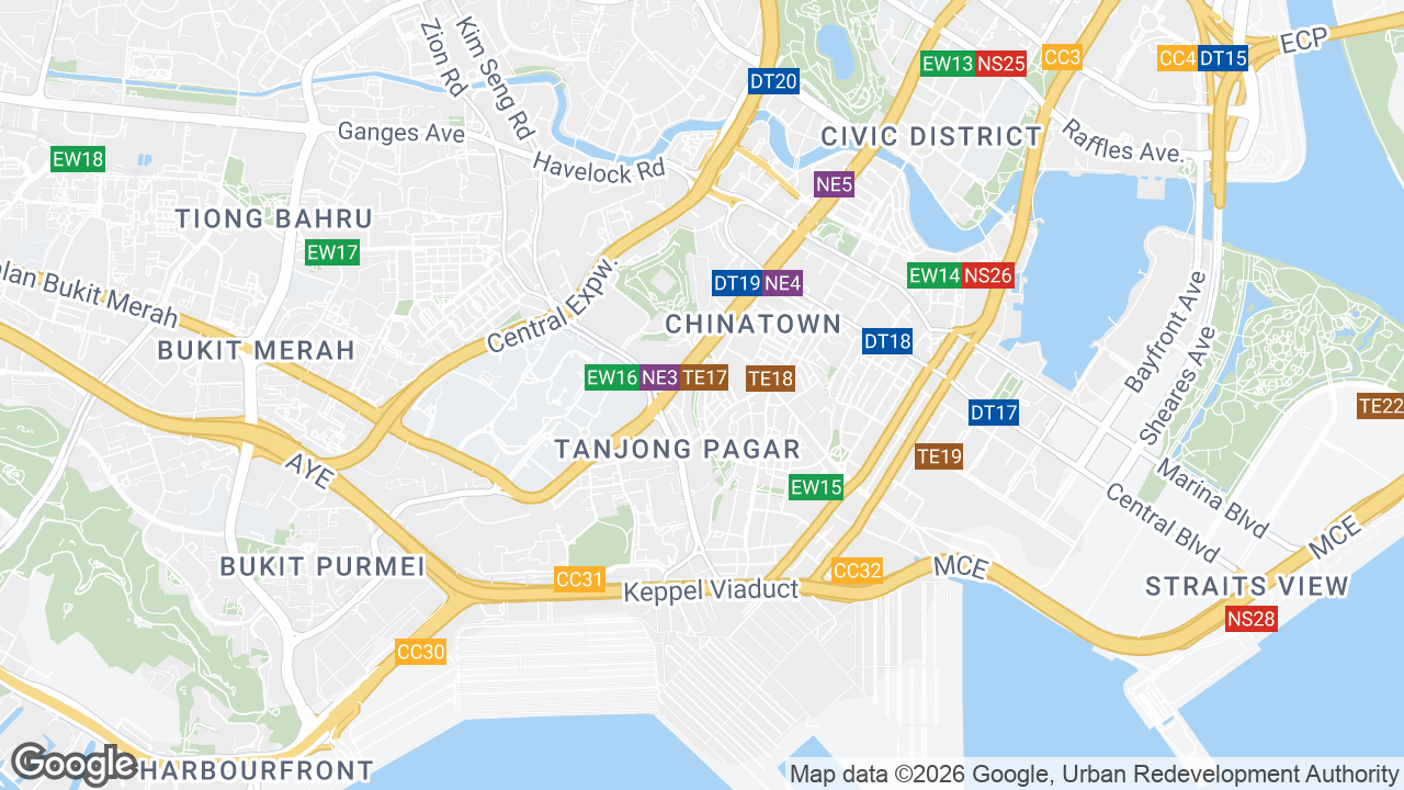 Map showing where 37B Keong Saik, Chinatown, Singapore is