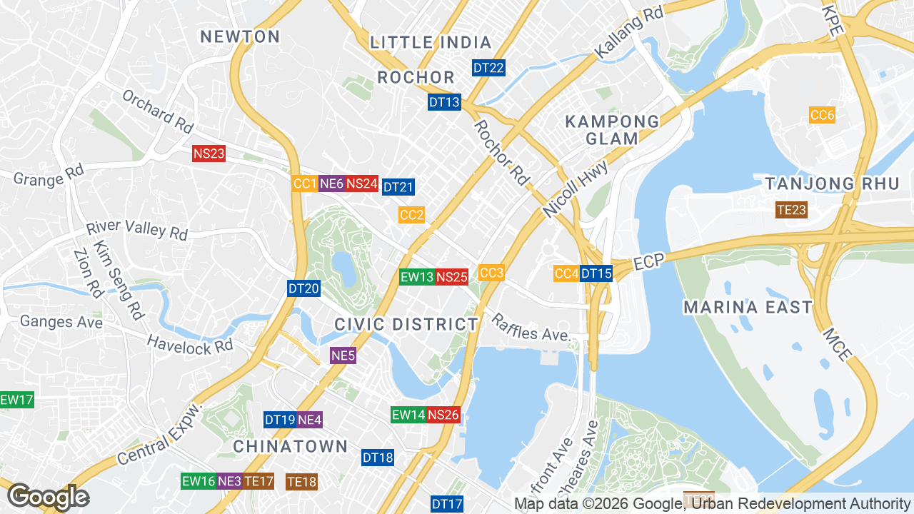 Map showing where 410 North Bridge Road, Bugis, Singapore is