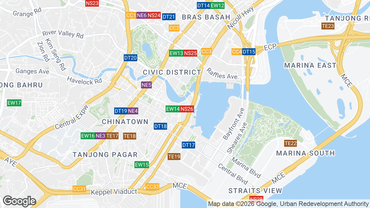 Map showing where 6 Battery Road, Raffles Place, Singapore is