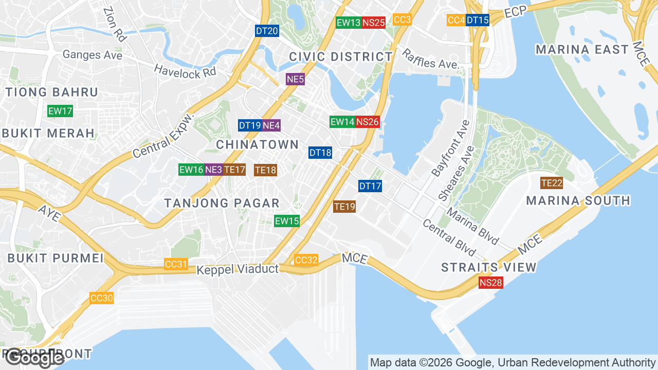 Map showing where 61 Robinson Road, Raffles Place, Singapore is