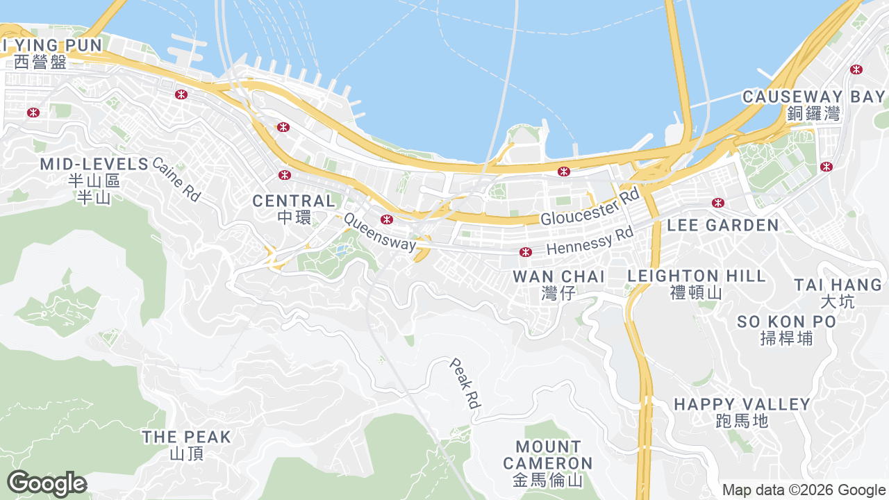 Map showing where 8 Queens Road East, Wan Chai, Hong Kong is