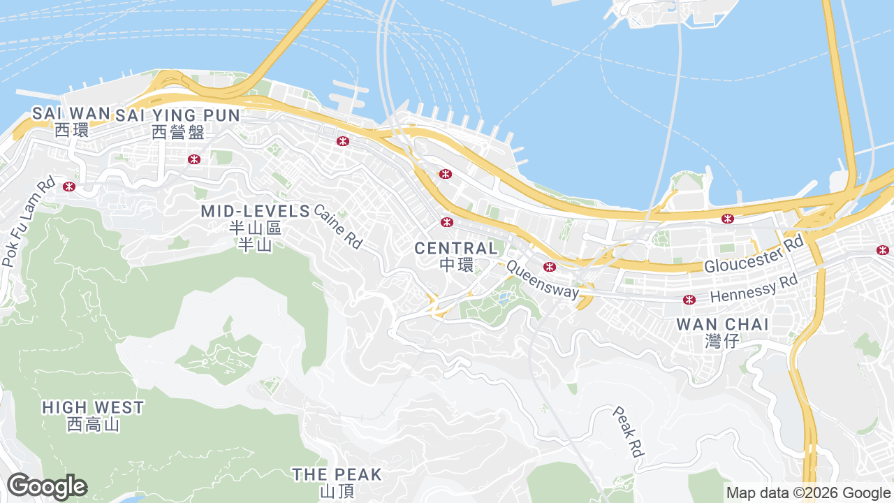 Map showing where 9 Queens Road, Central, Hong Kong is