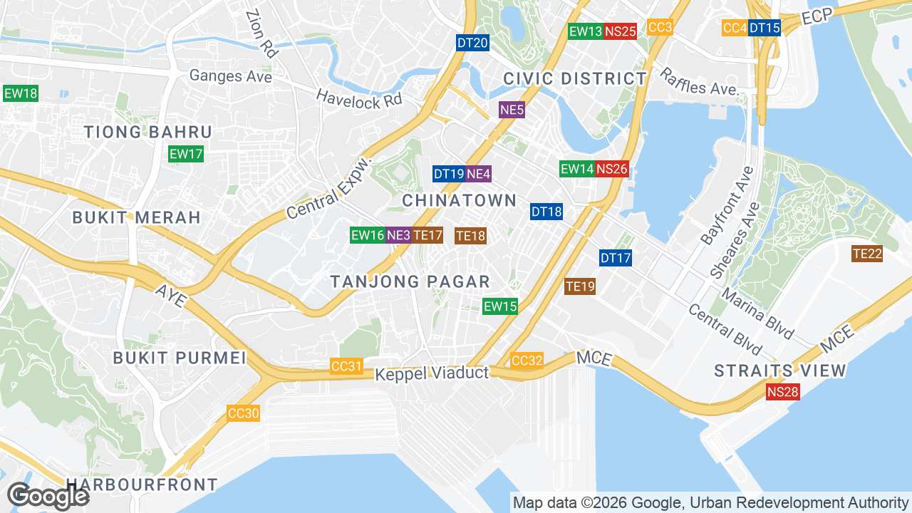 Map showing where 99 Duxton Road, Tanjong Pagar, Singapore is