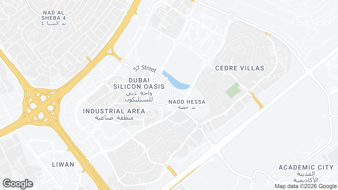 Map showing where Dubai Silicon Oasis, Dubai South & DSO, Dubai is