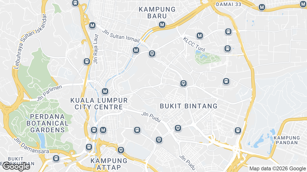 Map showing where The Pavilion Tower, KLCC & Jalan Sultan Ismail, Kuala Lumpur is