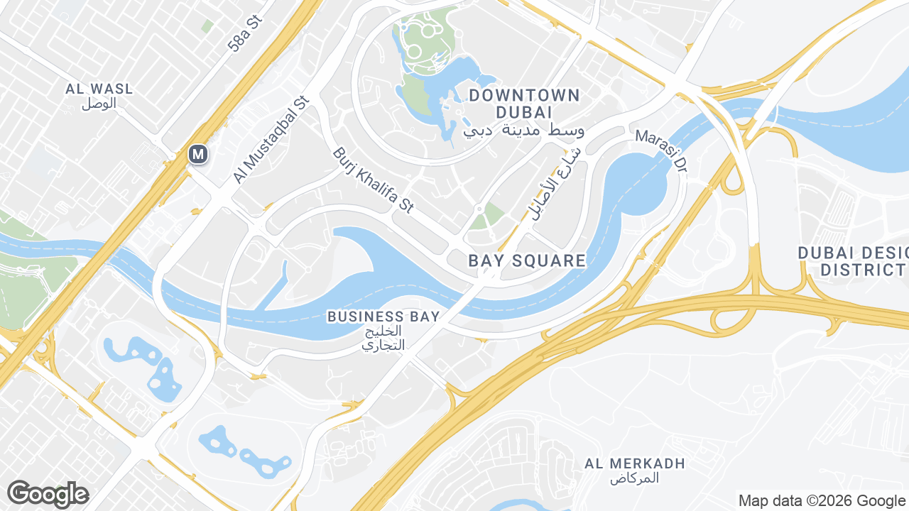 Map showing where Opal Tower, Business Bay, Dubai is