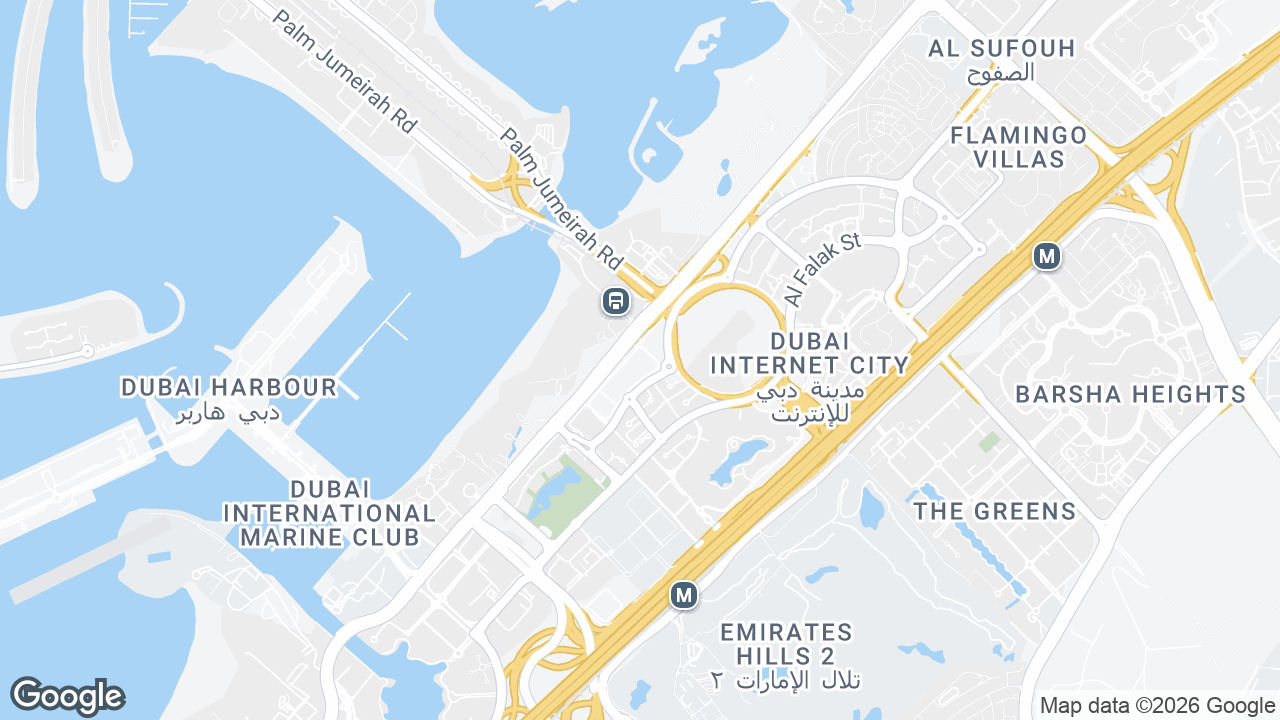 Map showing where Concord Tower 2 2, Media & Internet City, Dubai is