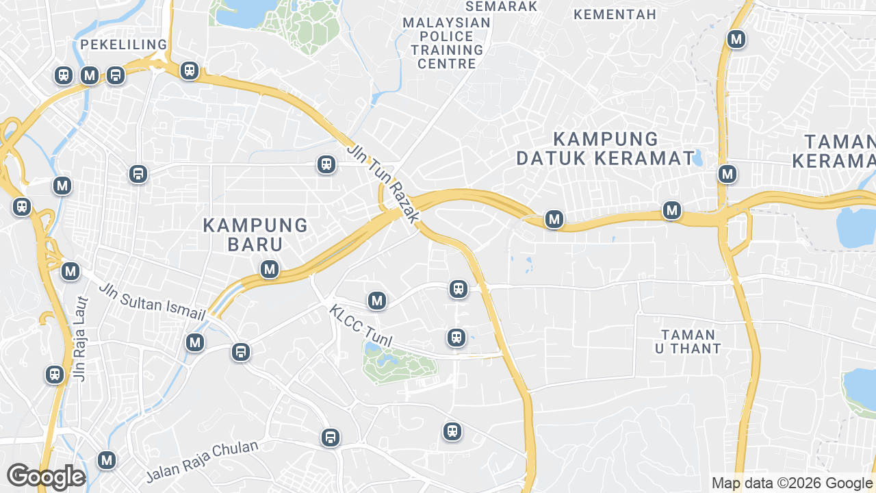 Map showing where Megan Avenue 1, KLCC & Jalan Sultan Ismail, Kuala Lumpur is