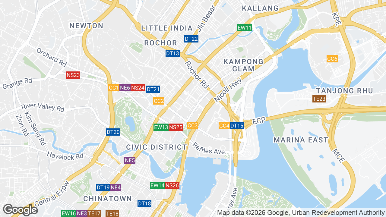 Map showing where Beach Centre, Bugis, Singapore is