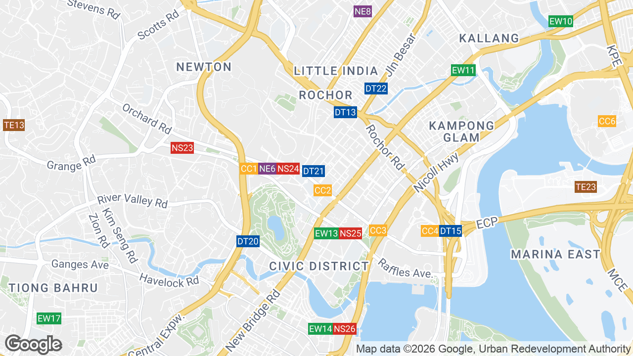 Map showing where Bencoolen Lazada One, Bugis, Singapore is