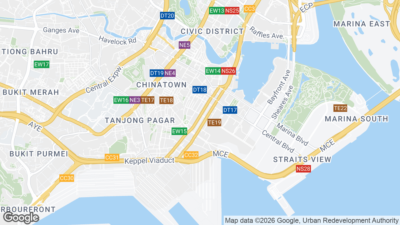 Map showing where Capital Tower Downtown, Raffles Place, Singapore is