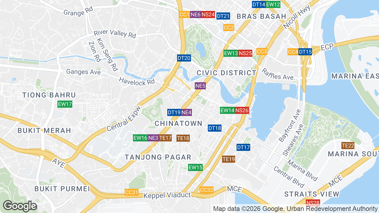 Map showing where Chinatown Point, Chinatown, Singapore is
