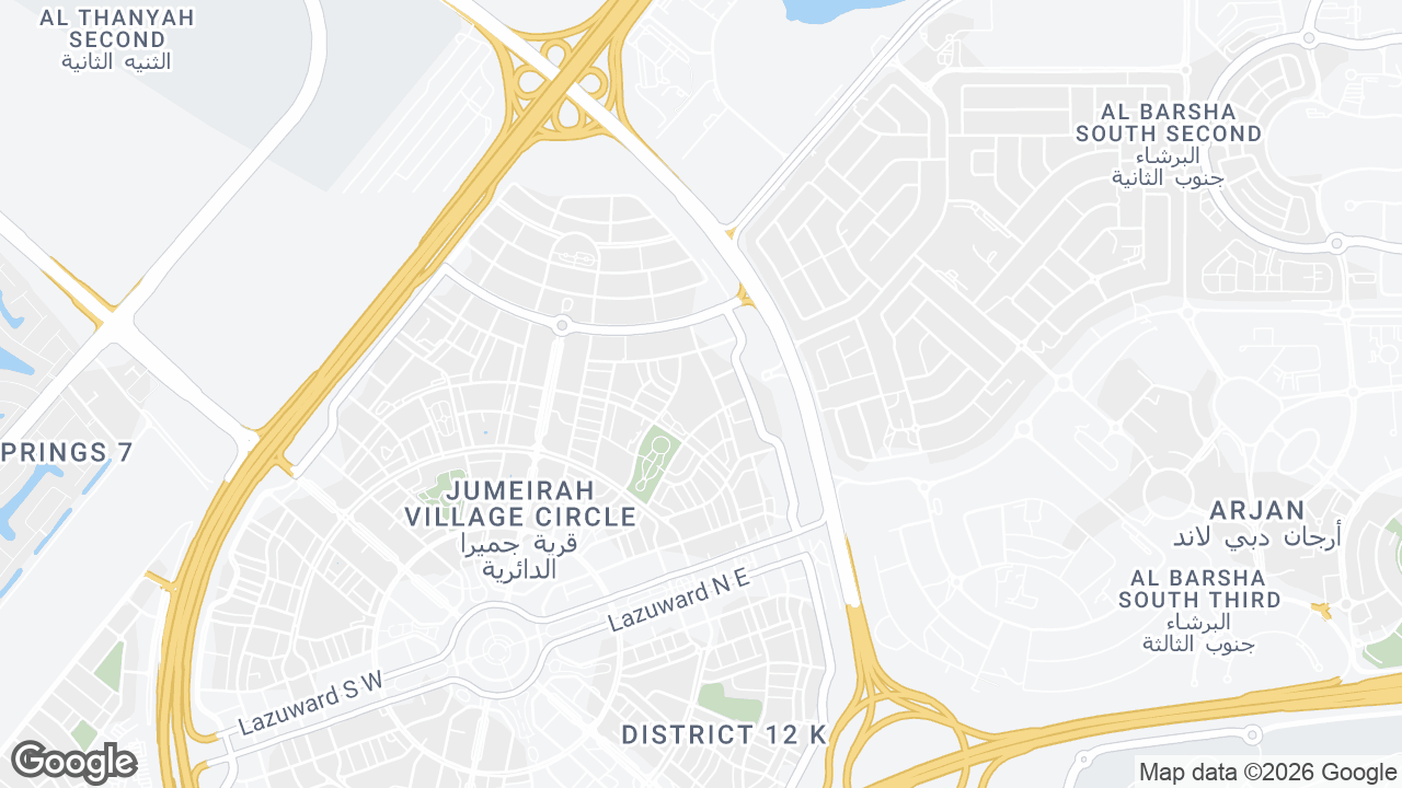 Map showing where Circle Mall, Al Quoz & JVC, Dubai is