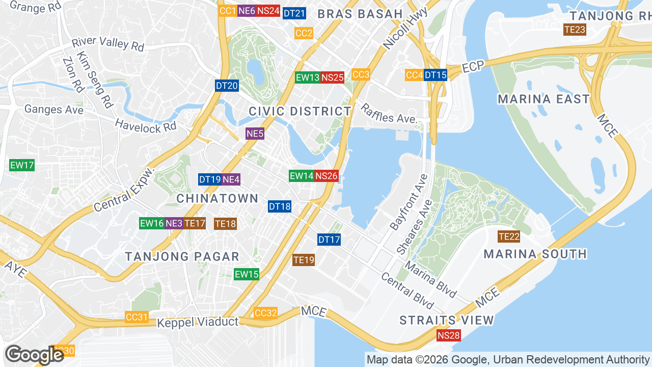 Map showing where Collyer Quay Centre Downtown, Raffles Place, Singapore is