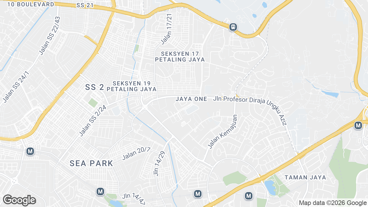 Map showing where Jaya One, Petaling Jaya & Selangor, Kuala Lumpur is