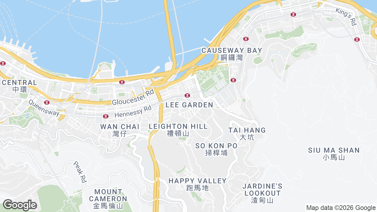 Map showing where Lee Garden Two, Causeway Bay, Hong Kong is