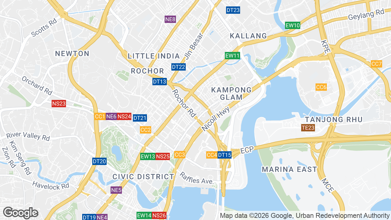 Map showing where Duo Tower, Bugis, Singapore is