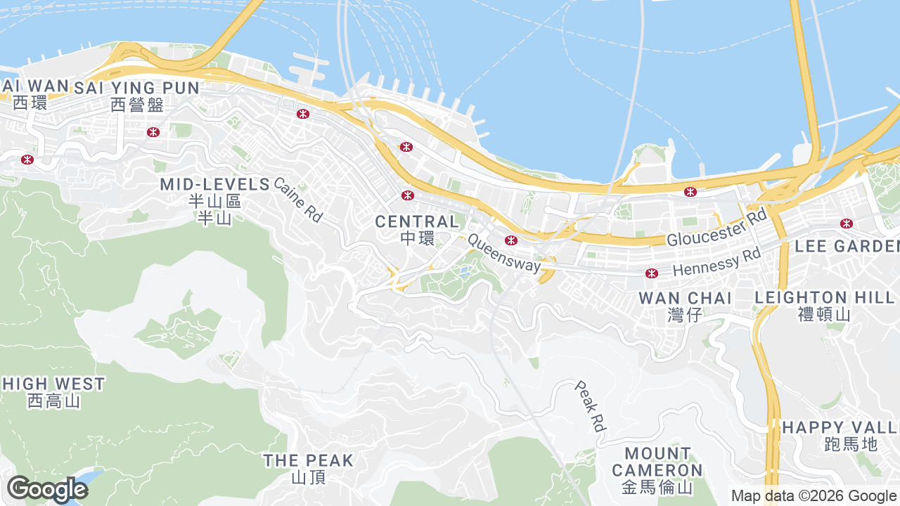 Map showing where Three Garden Road, Central, Hong Kong is