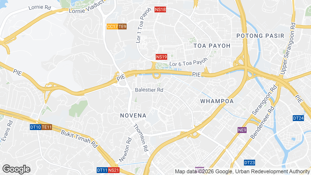Map showing where Hiap Hoe Building, Novena, Singapore is